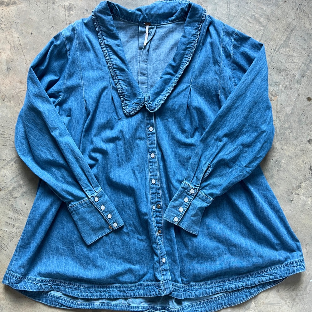 Free people denim button up.